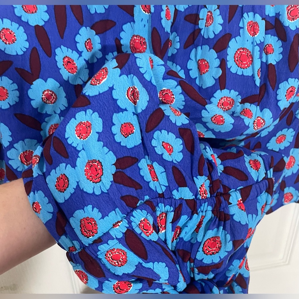 Kate Spade Romper Size Small Tangier Floral Blue Red Colorful Spring Designer - Picture 9 of 9